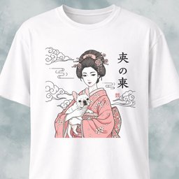 Geisha With A Frenchie T Shirt Gift For Dog Lover
