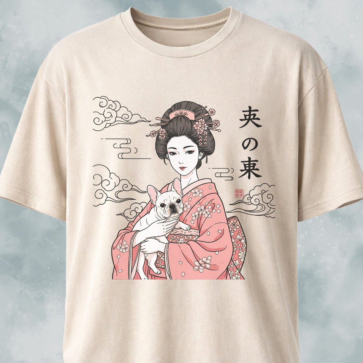 Geisha With A Frenchie T Shirt Gift For Dog Lover