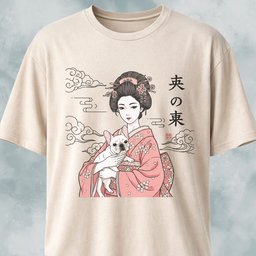 Geisha With A Frenchie T Shirt Gift For Dog Lover