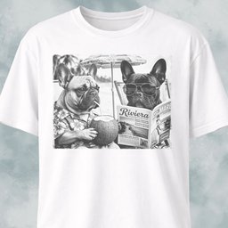 Frenchie Buddies On A Beach T Shirt Gift For Dog Lover