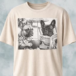 Frenchie Buddies On A Beach T Shirt Gift For Dog Lover