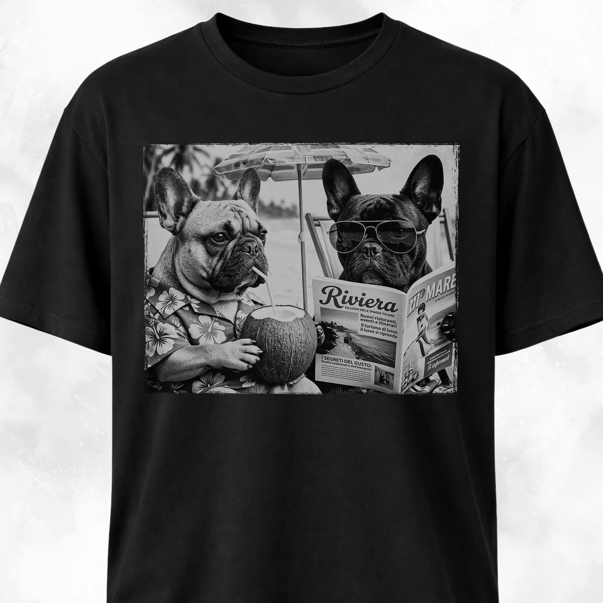 Frenchie Buddies On A Beach T Shirt Gift For Dog Lover