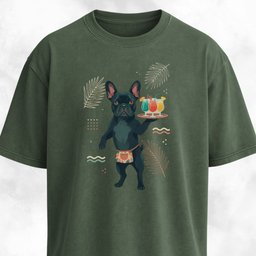 Frenchie With Cocktails T Shirt Gift For Dog Lover