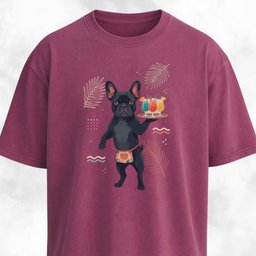 Frenchie With Cocktails T Shirt Gift For Dog Lover
