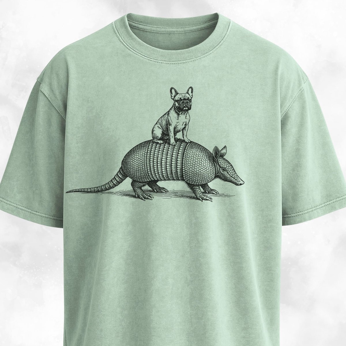 Frenchie On Armadillo T Shirt Gift For Dog Lover