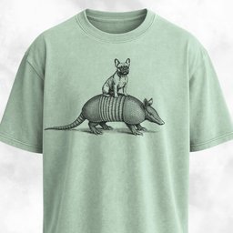 Frenchie On Armadillo T Shirt Gift For Dog Lover
