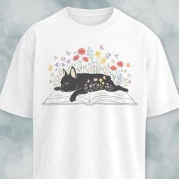 Frenchie On A Floral Book T Shirt Gift For Dog Lover