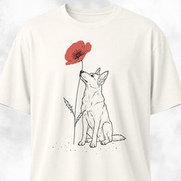 German Shepherd Smelling Poppy T Shirt Gift For Dog Lover