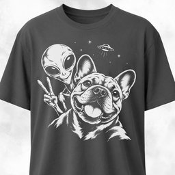 Frenchie Alien Selfie T Shirt Gift For Dog Lover