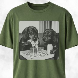 Doxie Buddies Eating Pizza T Shirt Gift For Dog Lover