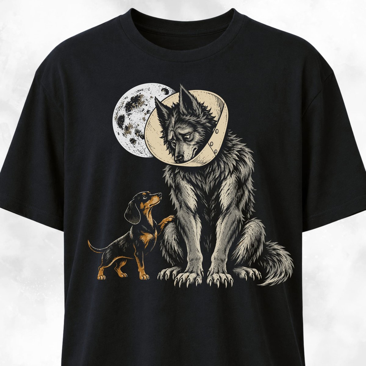 Doxie With Sad Werewolf T Shirt Gift For Dog Lover