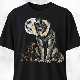 Doxie With Sad Werewolf T Shirt Gift For Dog Lover