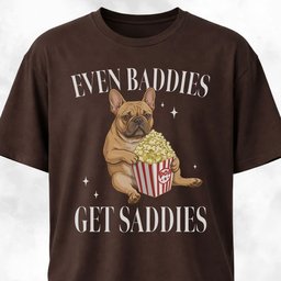 Even Baddies Get Saddies Pop Corn Frenchie T Shirt Gift For Dog Lover