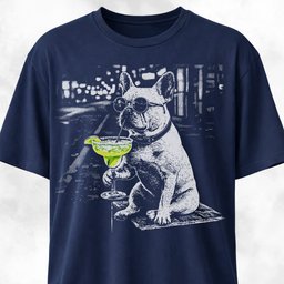 Frenchie Sipping Margarita Revisited T Shirt Gift For Dog Lover