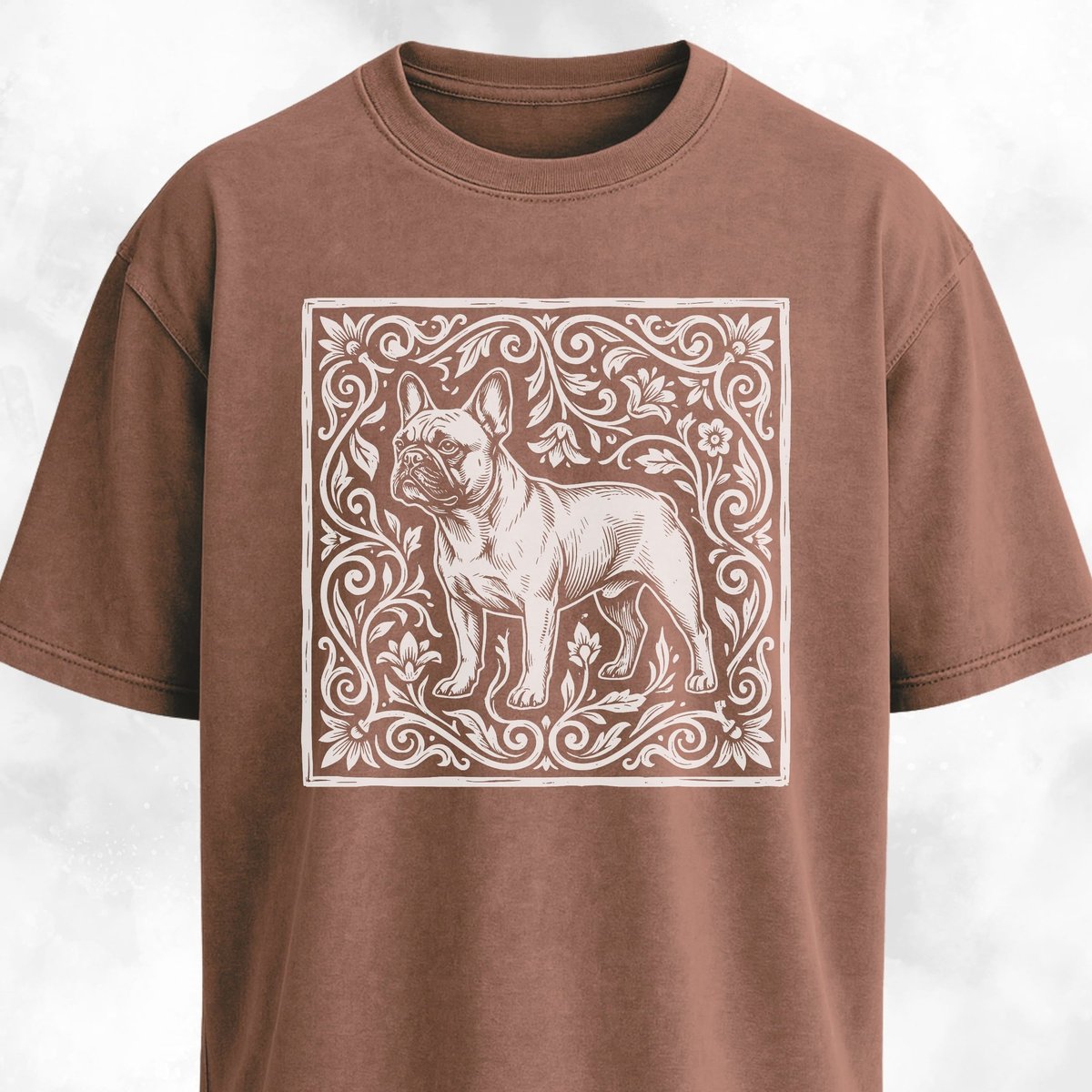 Folk Art Floral Frenchie T Shirt Gift For Dog Lover