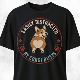 Easily Distracted By Corgi Butts T Shirt Gift For Dog Lover