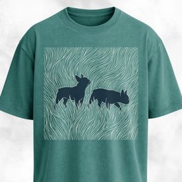 Frenchies In A Grass Field T Shirt Gift For Dog Lover