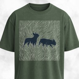 Frenchies In A Grass Field T Shirt Gift For Dog Lover