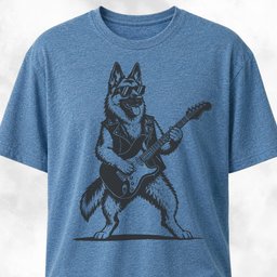German Shepherd Rockstar Playing The Guitar T Shirt Gift For Dog Lover