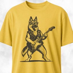 German Shepherd Rockstar Playing The Guitar T Shirt Gift For Dog Lover