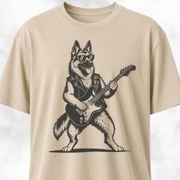 German Shepherd Rockstar Playing The Guitar T Shirt Gift For Dog Lover