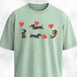 Doxie Heart Balloons Collage T Shirt Gift For Dog Lover
