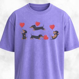 Doxie Heart Balloons Collage T Shirt Gift For Dog Lover