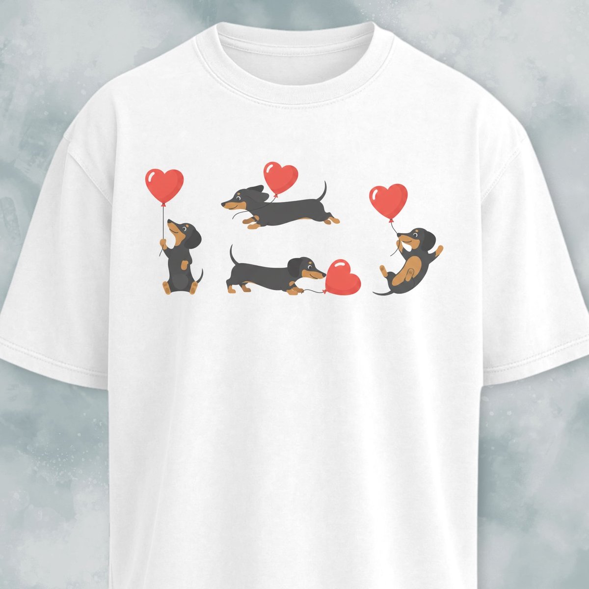 Doxie Heart Balloons Collage T Shirt Gift For Dog Lover