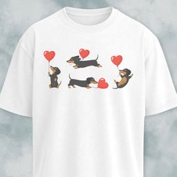 Doxie Heart Balloons Collage T Shirt Gift For Dog Lover