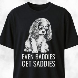 Even Baddies Get Saddies Cavalier King Charles Spaniel T Shirt Gift For Dog Lover