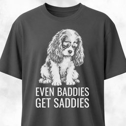 Even Baddies Get Saddies Cavalier King Charles Spaniel T Shirt Gift For Dog Lover