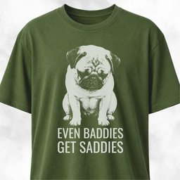 Even Baddies Get Saddies Pug T Shirt Gift For Dog Lover
