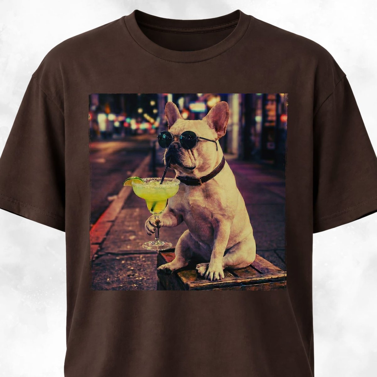 Frenchie Sipping Margarita T Shirt Gift For Dog Lover