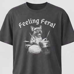 Feeling Feral Drummer Frenchie T Shirt Gift For Dog Lover