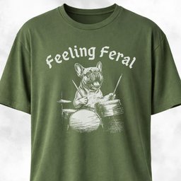 Feeling Feral Drummer Frenchie T Shirt Gift For Dog Lover