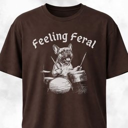 Feeling Feral Drummer Frenchie T Shirt Gift For Dog Lover