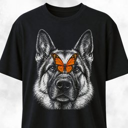 German Shepherd With Butterfly T Shirt Gift For Dog Lover