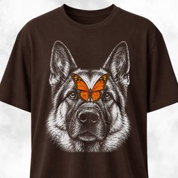 German Shepherd With Butterfly T Shirt Gift For Dog Lover