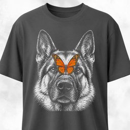 German Shepherd With Butterfly T Shirt Gift For Dog Lover