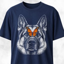 German Shepherd With Butterfly T Shirt Gift For Dog Lover