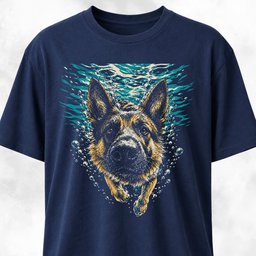 German Shepherd Under Water T Shirt Gift For Dog Lover