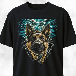German Shepherd Under Water T Shirt Gift For Dog Lover