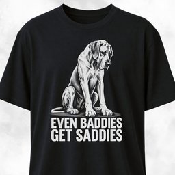 Even Baddies Get Saddies Great Dane T Shirt Gift For Dog Lover