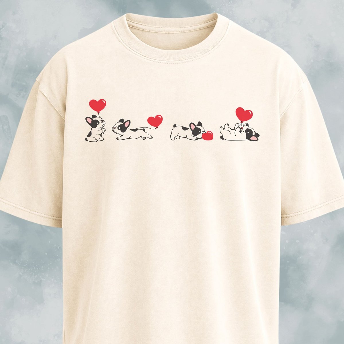 Frenchie Heart Balloon Collage T Shirt Gift For Dog Lover