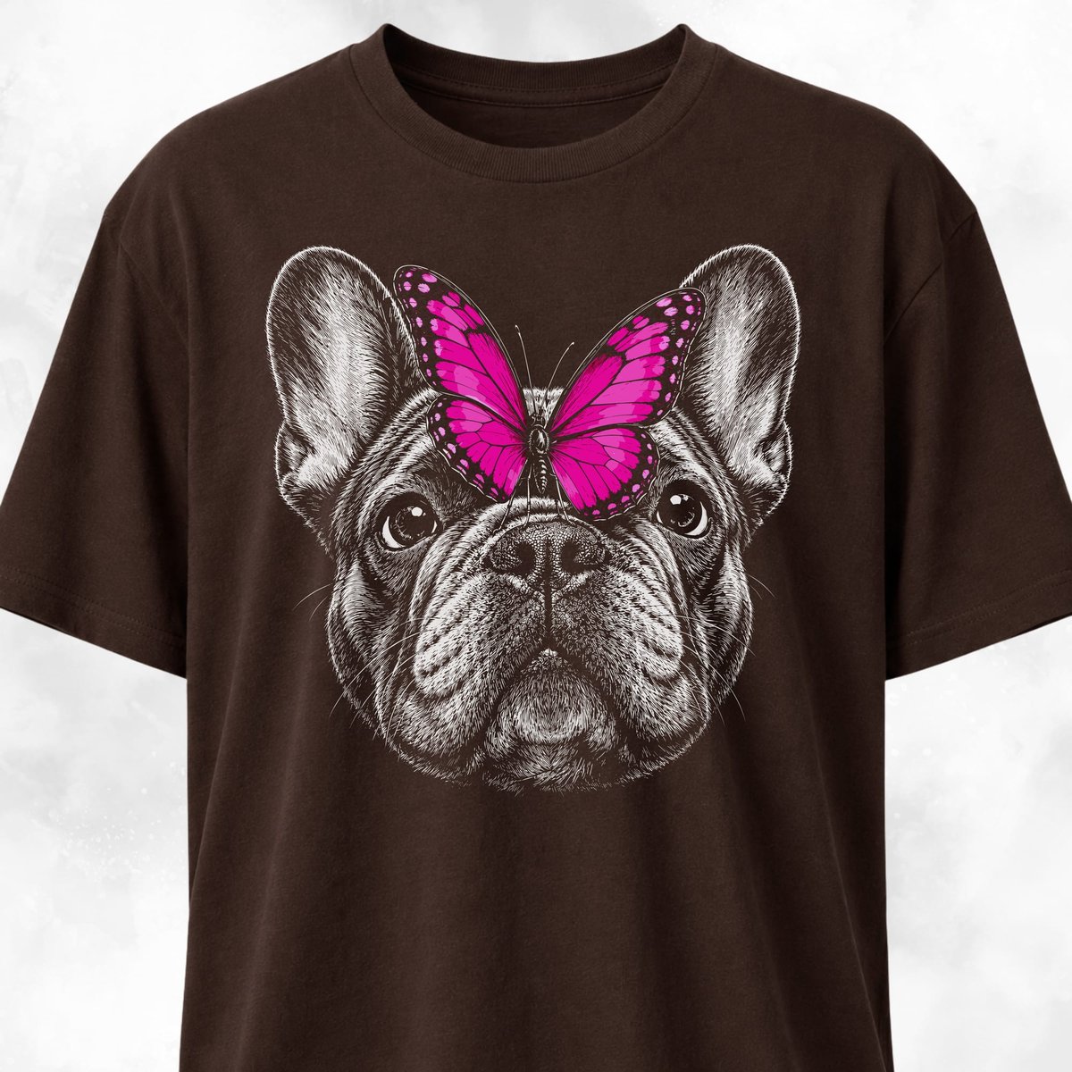 Frenchie With Butterfly T Shirt Gift For Dog Lover
