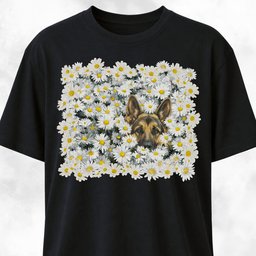 German Shepherd In A Daisies Field T Shirt Gift For Dog Lover