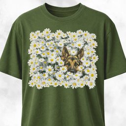 German Shepherd In A Daisies Field T Shirt Gift For Dog Lover