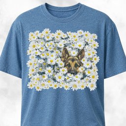 German Shepherd In A Daisies Field T Shirt Gift For Dog Lover