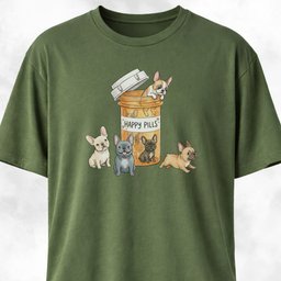 Frenchies Happy Pills T Shirt Gift For Dog Lover
