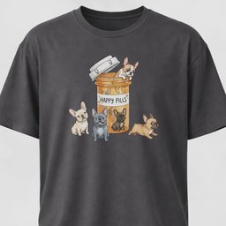 Frenchies Happy Pills T Shirt Gift For Dog Lover